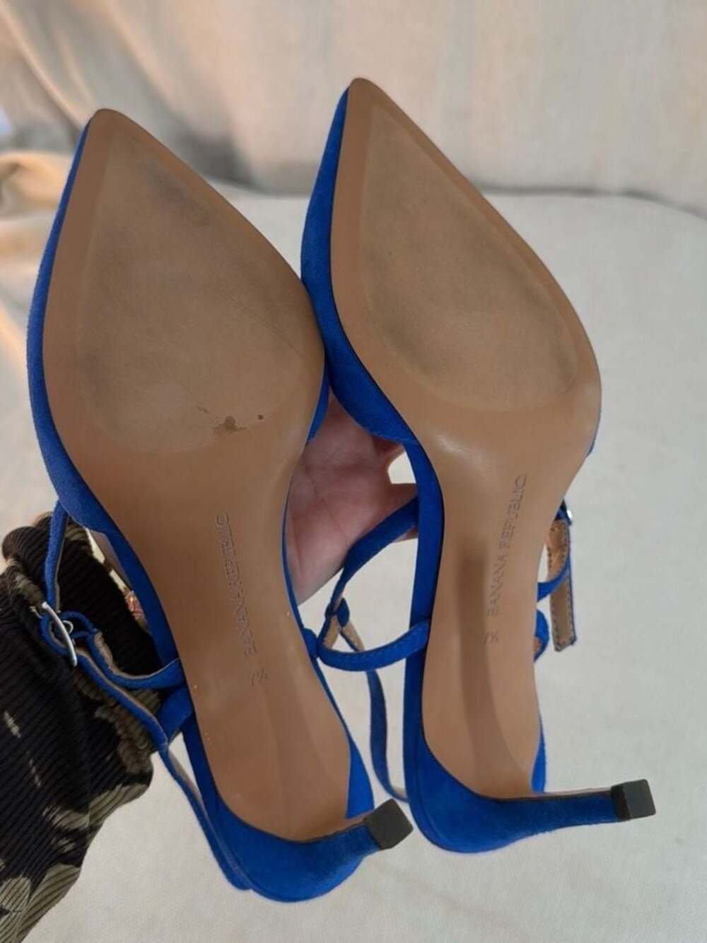 Banana Republic Blue Suede Pointed Toe Slingback Heels Size 7.5 - Picture 7 of 7